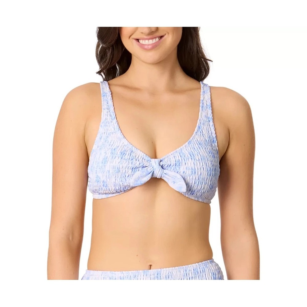 Salt‎ + Cove Juniors Large Smocked Tie-Front Bikini Top Toile Cornflower 2755